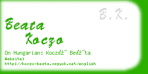 beata koczo business card